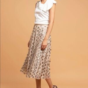 Anthropologie Eva Franco Gold Dot Payette Midi Skirt - Size 0